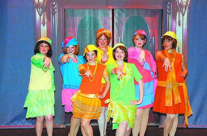 Members of the Ensemble put their best hands forward in &quot;Thoroughly Modern Millie.&quot; They are, from left, back row, Lynette Brown, Briana Valley, Caitlin Papp, Brittany Waltz and Katelynn Pennebaker. Front row, Alice Sady and Kelly Bevel.