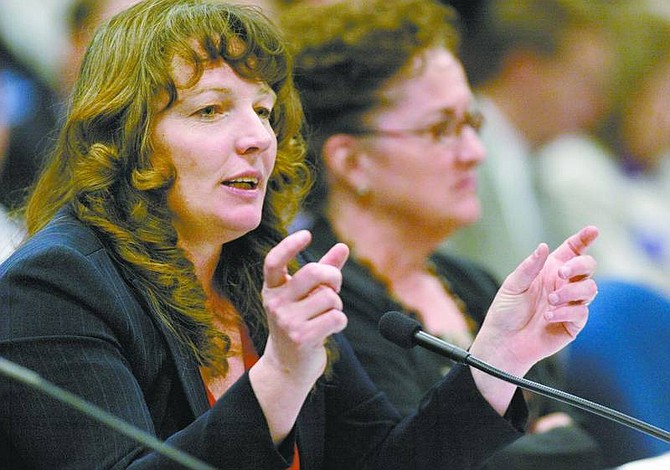 Cathleen Allison/Nevada Appeal Assemblywoman Marilyn Kirkpatrick, D-Las Vegas, testifies Friday at the Legislature. Lawmakers have proposed a revision of the state&#039;s &quot;green building&quot; tax incentives law that could cost almost $1 billion if it stands as is.