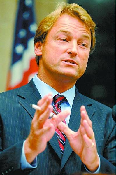 Nevada Republican congressional candidate Dean Heller debates opponent Democratic opponent Jill Derby in Reno, Nevada, on Friday, Oct. 20, 2006. Both candidates are running to fill the seat vacated by U.S. Congressman Jim Gibbons of Nevada. (AP Photo/Debra Reid)