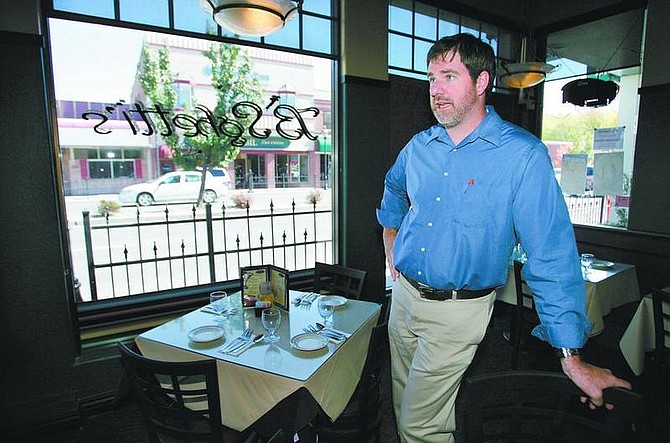 Cathleen Allison/Nevada AppealB&#039;Sghetti&#039;s Proprietor Scott Doerr talks Tuesday about the plea agreement reached in the case involving downtown business windows being shot out in February.