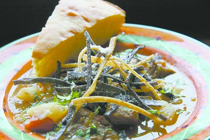 Jen Schmidt/Nevada Appeal Brian Shaw&#039;s green chili stew with bulletproof cornbread.