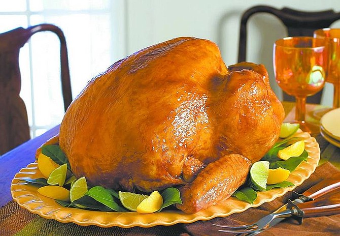 Photo provided to the Associated Press by Butterball The turkey is the Thanksgiving table centerpiece. Why not try a different take on the side dishes of the big bird this year, like Charlie Abowd&#039;s Sourdough stuffing with fruit and Kielbasa sausage.