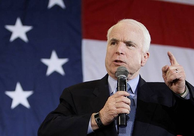 AP Photo/Charles DharapakRepublican presidential hopeful Sen. John McCain, R-Ariz., speaks during a recent campaign rally in Tampa, Fla. McCain is expected to win a close primary in Florida, capturing its 57 delegates.