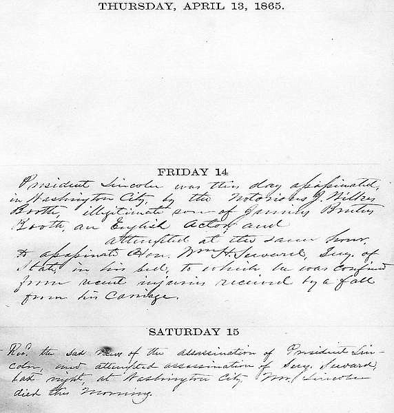 Nevada State Library and Archive Henry Goode Blasdel&#039;s diary is shown here. Blasdel, the first elected governor of Nevada, wrote a proclamation about slain President Abraham Lincoln and then detailed Lincoln&#039;s death in his diary.