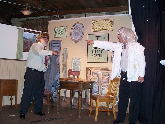 Karen Woodmansee/Nevada Appeal Bob Clerico as Al Lewis and Richard McGregor as Willie Clark go at it in the Gold Hill Theater Troupe&#039;s production of Neil Simon&#039;s &quot;The Sunshine Boys,&quot; at the Gold Hill Hotel at 8 p.m. Wednesdays through June 4.