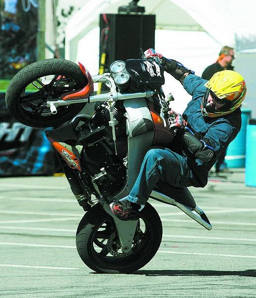 BRAD HORN/Nevada Appeal File Photo In this file photo, Chris Nichols performs stunts in the parking lot of the Carson City Harley Davidson to kick off the Street Vibrations celebration in 2006. This year&#039;s Street Vibrations started Wednesday and runs through the weekend.