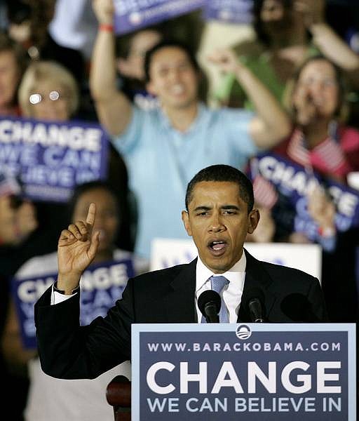 Gerry Broome/Associated Press Democratic presidential hopeful Sen. Barack Obama, D-Ill., speaks in Raleigh, N.C., after winning the North Carolina Democratic presidential primary Tuesday.