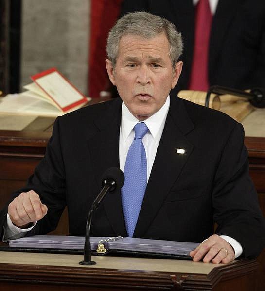 Ron Edmonds/Associated Press President Bush delivers his State of the Union address before a joint session of Congress Monday on Capitol Hill in Washington.