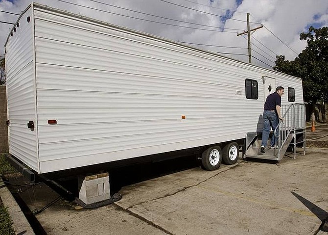 AP File Photo/Judi BottoniA FEMA travel trailer inside which a device is set up to test formaldehyde levels is seen in New Orleans in this file photo. U.S. health officials have confirmed toxic levels of formaldehyde fumes in trailer homes the government provided to Gulf Coast hurricane victims, and are urging people be moved out of the homes as quickly as possible.