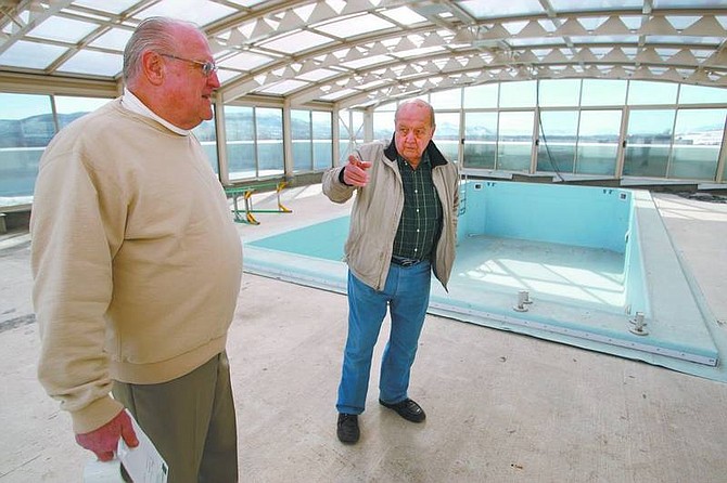 Cathleen Allison/Nevada Appeal Ormsby House owners Al Fiegehen, left, and Don Lehr talk Friday about the progress of the remodeling of the historic downtown hotel and casino. Plans for the interior are to be presented to the city on Monday.
