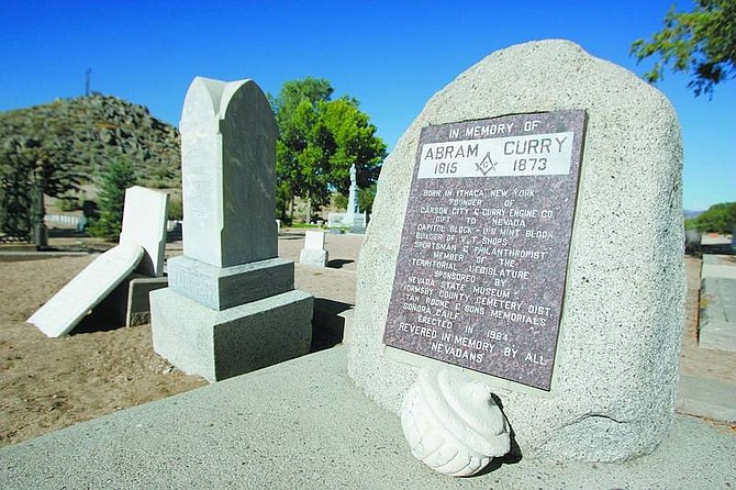 BRAD HORN/Nevada Appeal Abram Curry&#039;s gravesite sits in section W-1-E of the Lone Mountain Cemetery.