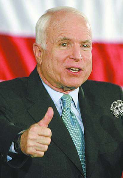 Paul Vernon/Associated Press Republican presidential hopeful, Sen. John McCain, R-Ariz., speaks during a rally Tuesday in Columbus, Ohio.