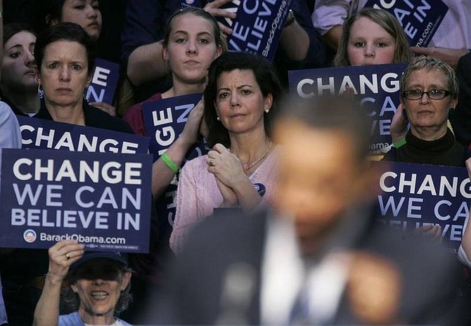 AP Photo/Charles Rex ArbogastSupporters listen to Democratic presidential hopeful, Sen. Barack Obama, D-Ill., at a rally in Scranton, Pa.