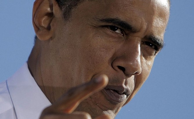 Democratic presidential candidate, Sen. Barack Obama, D-Ill., speaks at a rally in Reno, Nev., Saturday, Oct. 25, 2008. (AP Photo/Jae C. Hong)