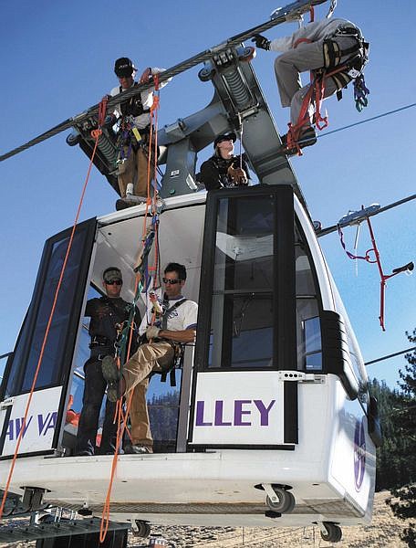 Seth Lightcap/Nevada Appeal News ServiceEver wondered what would happen if the Squaw Valley USA Funitel stopped running while you were sitting comfortably inside 200 feet off the ground? Rest assured, the Squaw Valley ski patrol has a comprehensive and well-practiced rescue plan ready for action on a moment&#039;s notice.