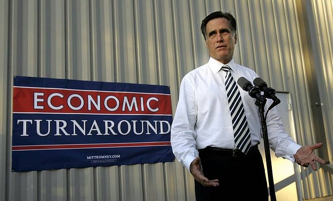 LM Otero/Associated Press Republican presidential hopeful former, Massachusetts Gov. Mitt Romney, responds to a question during a media availability at the airport in St. Petersburg, Fla., Friday.