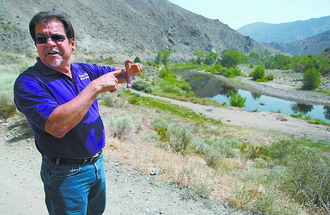 Cathleen Allison/Nevada AppealCarson City Open Space Manager Juan Guzman talks Wednesday about the proposed plans for the Carson River Canyon area. The V&amp;T Railway is expected to travel through the canyon and access to motorized vehicles will be cut off.