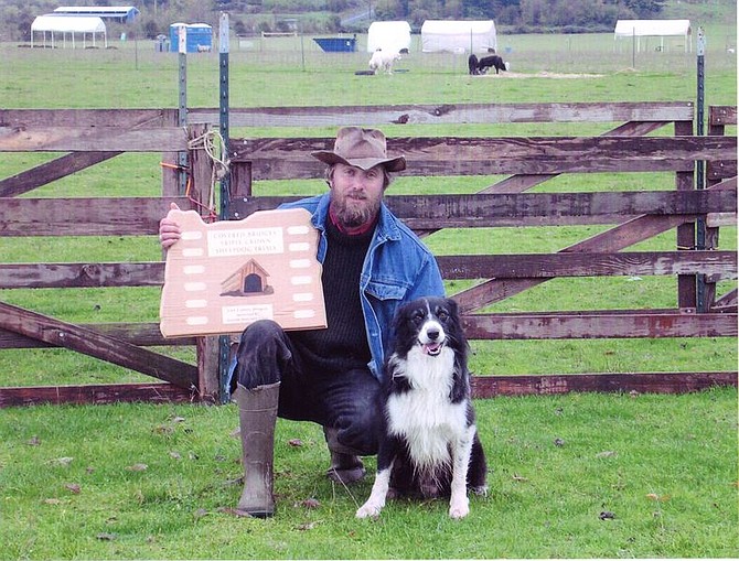 Ian Caldicott, sheep farmer, with his border collie Moss, winners of the 2004 Covered Bridges Triple Crown Sheepdog Trials in Oregon. Caldicott will be in Carson Valley Feb. 21-22 to teach a herding clinic.