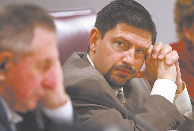 Nevada Assemblyman Mark Manendo, D-Las Vegas, listens to testimony in the Assembly Corrections Committee hearing Tuesday morning, Feb.17, 2009 at the Legislature in Carson City, Nev. Manendo questioned a proposal to change lifetime supervision requirements imposed on convicted sex offenders. The committee killed the bill Tuesday. (AP Photo/Nevada Appeal, Cathleen Allison)