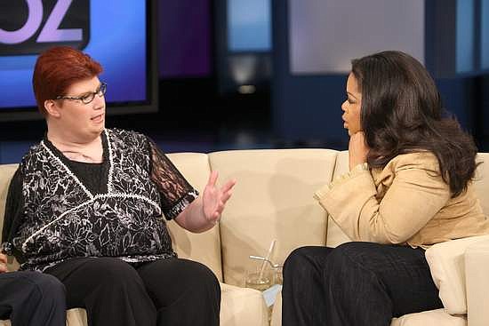 Copyright 2009, George Burns/Harpo ProductionTanya Gludau, left, and Oprah Winfrey on the set of The Oprah Show. The program aired on April 28, 2009.