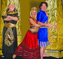 Herb Jesse/Special to the Nevada AppealPotiphar, left, played by John Vettel, glares as his wife (Sami Busey) catches Joseph (James McDuffie) in a hug in the Western Nevada Musical Theatre Company&#039;s production of &quot;Joseph and the Amazing Technicolor Dreamcoat,&quot; which opens Friday. For a complete cast list go to nevadaappeal.com.