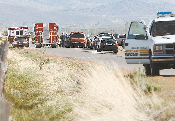 Shannon Litz/Record-CourierThe scene of the small plane crash on Mottsville Meadows Way on Saturday, May 9.