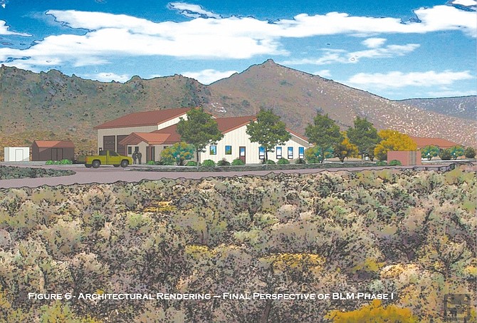 Bureau of Land Management This artists&#039; rendering shows the fire facility the Bureau of Land Management hopes to build at the corner of South Edmonds and Koontz Lane.
