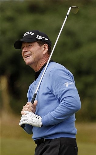 Tom Watson of the US looks on from the first fairway during the final round of the British Open Golf championship, at the Turnberry golf course, Scotland, Sunday, July 19, 2009. (AP Photo/Jon Super)