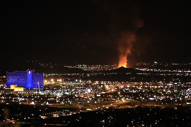 Courtesy KTVNThis photo when the fire had just started around midnight by the National Weather Service near TMCC.