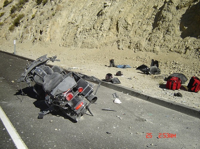 Nevada Highway PatrolA Vacaville woman was killed Friday in a motorcycle wreck on Spooner Summit about 2:12 p.m. The Nevada Highway Patrol reported 18 accidents this weekend involving motorcycles.