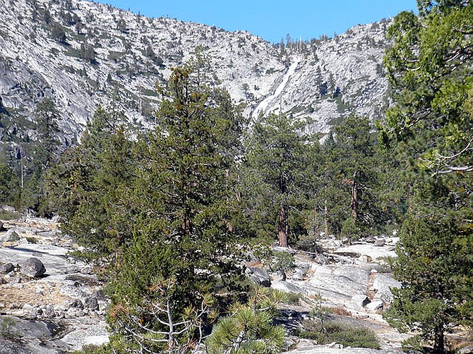 Sam Bauman/For the Nevada AppealHorsetail falls cascades down the cliffs above Highway 50 West at Twin Bridges, west of Echo Summit.