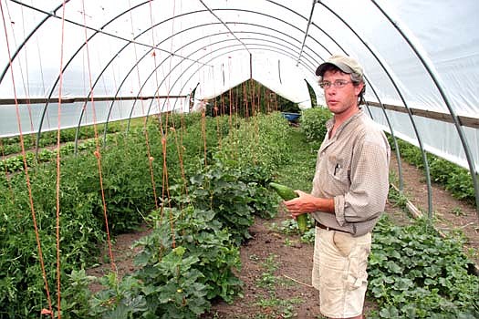  Photo courtesy Utah State UniversityA farmer stands inside his hoop house. The structures should be tall enough to stand in.