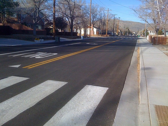 Dan Allison/Submitted PhotoThe Stewart Street extension, which opened last month, presents a preferable biking alternative to Roop Streets in many ways, including less traffic and wider lanes. However, there are also some obstacles, such as this three-lane configuration, with two travel lanes and a turn lane.