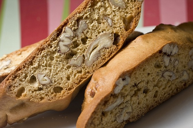 This photo taken Oct. 19, 2009 shows that crunchy pecan biscotti is perfect for dunking in coffee or hot cocoa. (AP Photo/Larry Crowe)