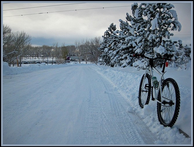 Jeff Moser/Submitted PhotoCommuting by bicycle can be difficult in winter months. However, with the proper gear, common sense, warm clothes and following some safety precautions, it can be a fun adventure.