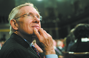 Senate Majority Leader Harry Reid listens as President Barack Obama delivers his State of the Union address to a joint session Congress Wednesday, Jan. 27, 2010, in Washington. (AP Photo/Tim Sloan, Pool)