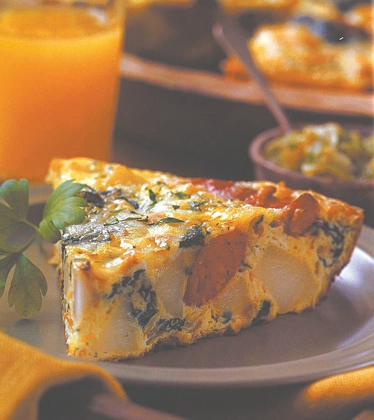 Potato, Bacon, Spinach and Cheddar Cheese Frittata.