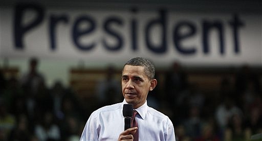 President Barack Obama takes part in a town hall meeting at Green Valley High School in Henderson, Nev., Friday,Feb. 19, 2010. (AP Photo/Pablo Martinez Monsivais)