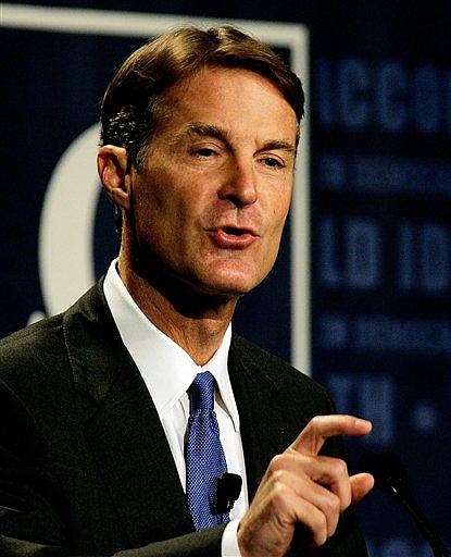 **FILE** Sen. Evan Bayh, D-Ind. speaks in Denver in this Monday, July 24, 2006 file photo.  Bayh, a prominent Democrat who has been mentioned prominently in connection with White House sweepstakes in recent years, is ready to announce he will not seek re-election, a Democratic official said Monday. (AP Photo/Ed Andrieski)