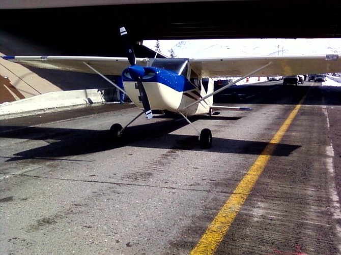 Courtesy: KTVNA small plane made an emergency landing this morning on Interstate 80 a few miles north of the Reno-Tahoe International Airport.