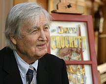 In this Dec. 15, 2004 photo released by Disney, actor Fess Parker is shown at Disneyland on the 50th anniversary of his debut as TV&#039;s &quot;Davy Crockett,&quot; when the park unveiled a tribute window honoring Parker in Anaheim, Calif. Family spokeswoman Sao Anash says Parker died Thursday, March 18, 2010, of natural causes at his Santa Ynez home near the Fess Parker Winery. He was 85. (AP Photo/Disneyland, Paul Hiffmeyer)