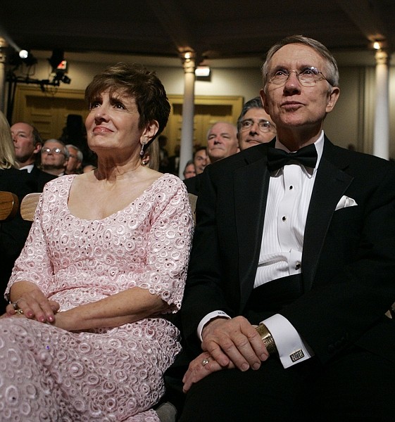 FILE - In this June 24, 2007, file photo, Senate Majority Leader Harry Reid, D-Nev., right, and his wife Landra Reid attend an event at Ford&#039;s Theater in Washington. A spokesman says Senate Majority Leader Harry Reid&#039;s wife and daughter were being treated in a hospital Thursday, March 11, 2010, from serious injuries they sustained when their vehicle was rear-ended. (AP Photo/Haraz N. Ghanbari)