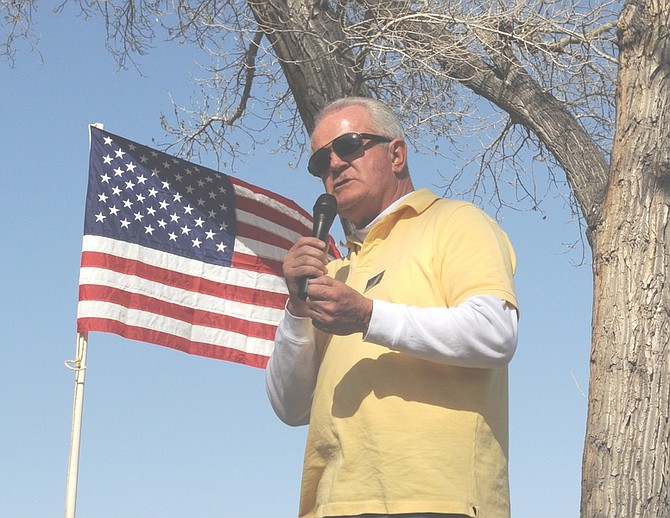 Geoff Dornan/Nevada AppealGov. Jim GIbbons was one of several GOP candidates who turned out for the old-fashioned rally Sunday in Mills Park.