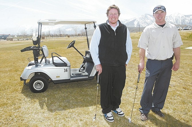 Shannon Litz/Nevada Appeal News ServiceSunridge Golf Course owners Wes Hull and John Heldman at the course on Friday, April 9.