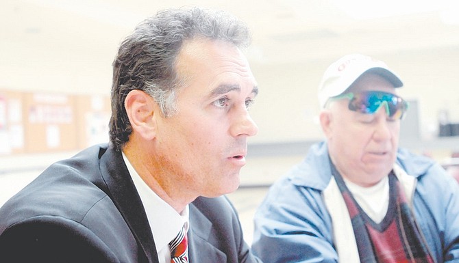 Geoff Dornan/Nevada AppealDanny Tarkanian, Republican candidate for governor, speaks Tuesday at the Carson Senior Center.