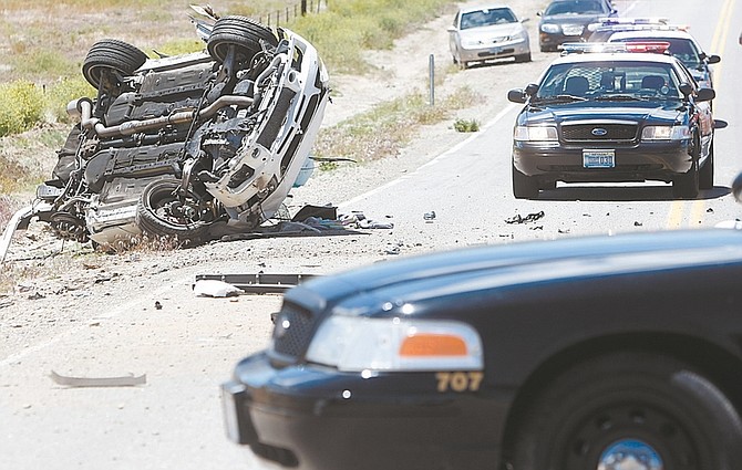 Shannon Litz/Nevada Appeal News ServiceOne man was killed in an accident in Douglas County at about 1 p.m. at the intersection of Pine Nut and East Valley roads.