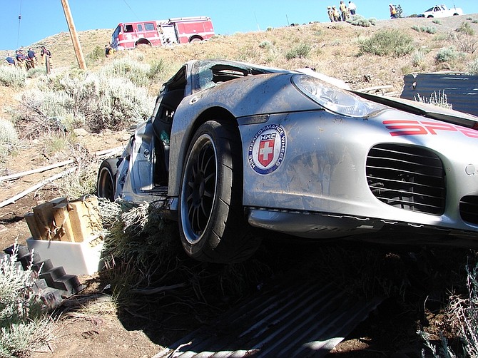 Nevada Highway PatrolAlexander Djordjevic, 37, was killed Saturday when his 2001 Porsche 911 Turbo, shown here, went off a 150-foot embankment along the truck route in Storey County.