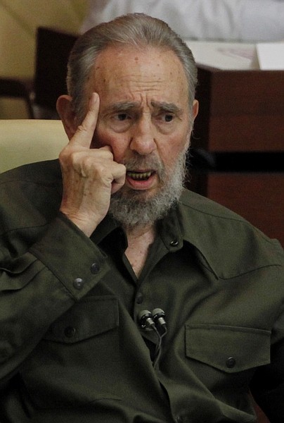 Fidel Castro speaks during a special session of parliament in his first official government appearance in front of lawmakers in four years in Havana, Cuba, Saturday Aug. 7, 2010. Castro, who turns 84 on Aug. 13, is making near daily appearances in and around Havana after spending four years almost completely out of the public eye following emergency intestinal surgery that forced him to cede power to his younger brother Raul. (AP Photo/Javier Galeano)