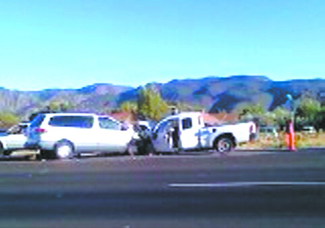 F.T. NortonThis camera phone photo shows the scene of a fatal accident in Mound House.