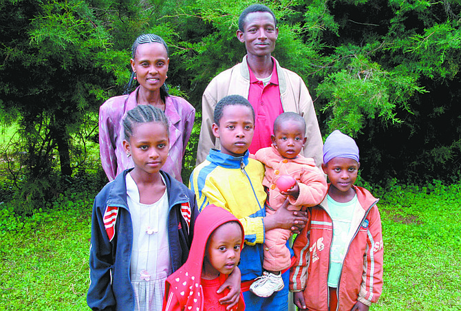 Tesfaye Ayno and his family in Ethiopia.